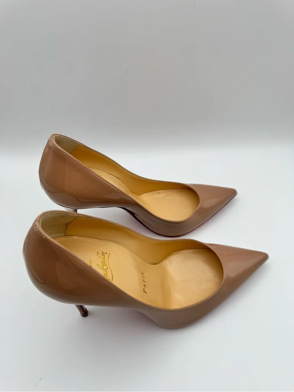 Christian Louboutin So Kate 100 Nude Patent Leather Pumps EU 36